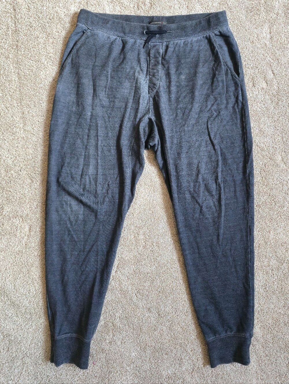 John Varvatos Washed Black Jogger Pants Drawstring Lounge Sweatpants Men's Large